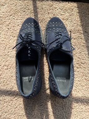 Stuart Weitzman Men's Navy Studded Oxford Shoes